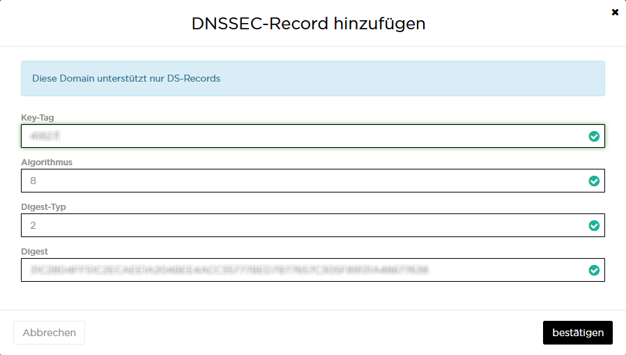 DNSSEC-Record hinzufügen